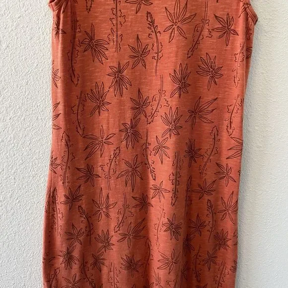 Toad & Co Midi Dress Size XS Samba Paseo Tencel Organic Cotton Burnt Orange Palm - Picture 10 of 16